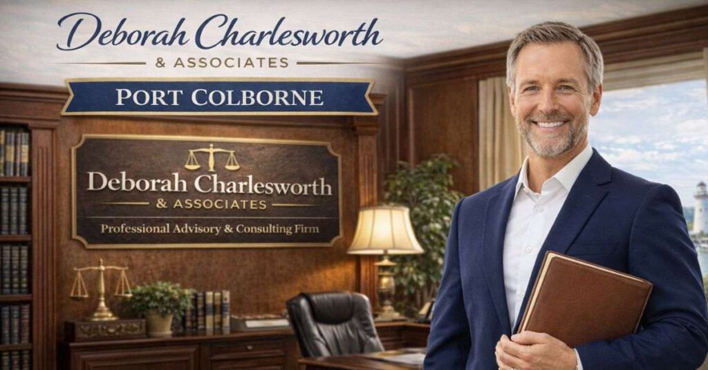 Male advisor from Deborah Charlesworth & Associates in Port Colborne office, offering legal, real estate, and business services.